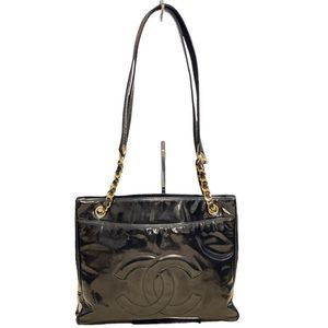 Authentic Chanel Vintage  Shoulder Bag Black Patent GHW Used Condition